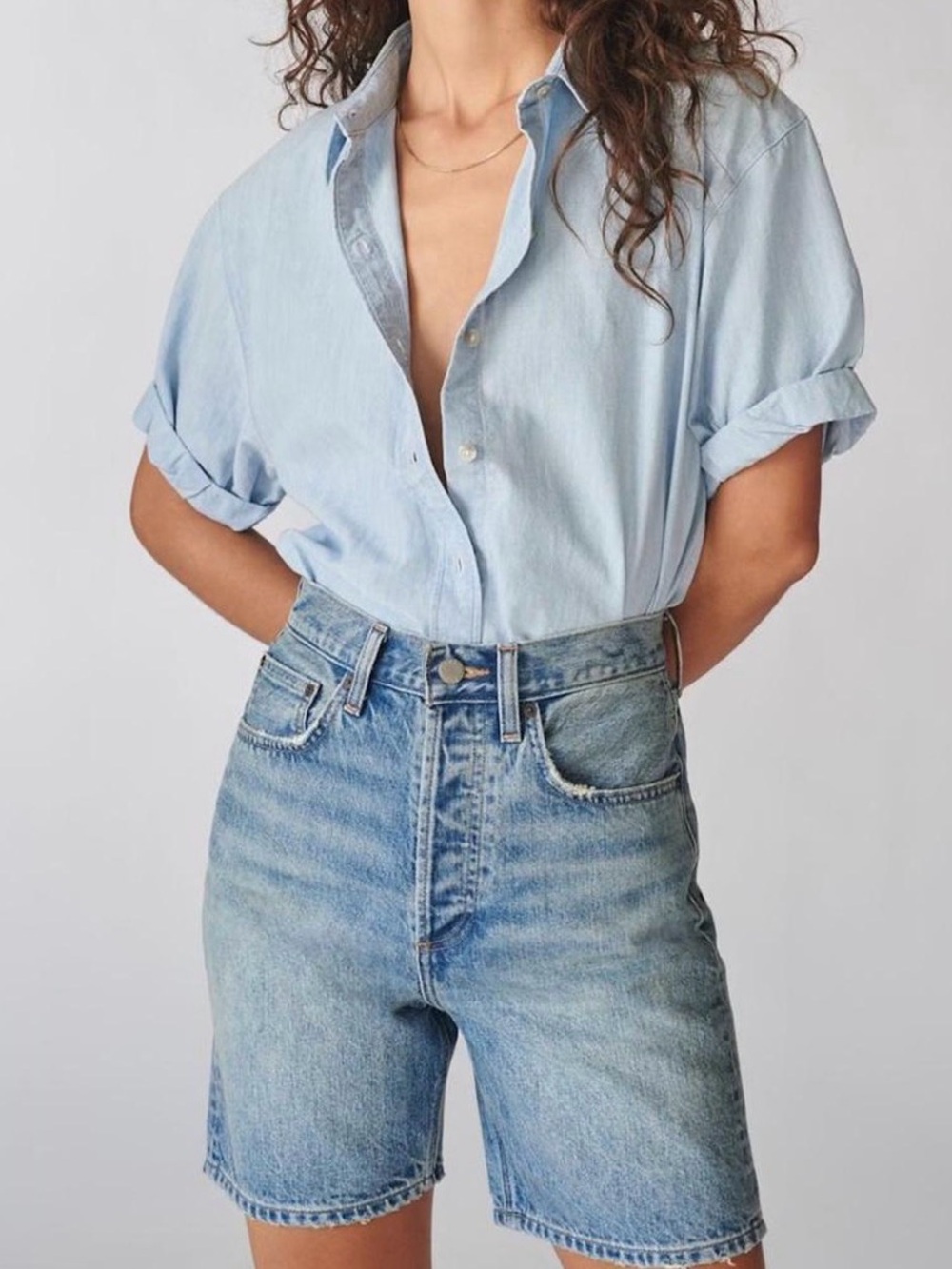 Denim Forum Light Blue High-Rise Jean Shorts